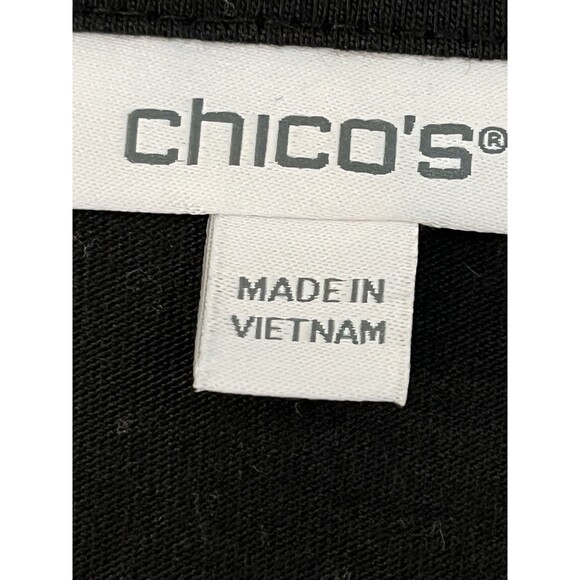 Chicos Silky feel sleeve black solid blouse Sleeve  1 Top M 6 8 - Picture 6 of 8